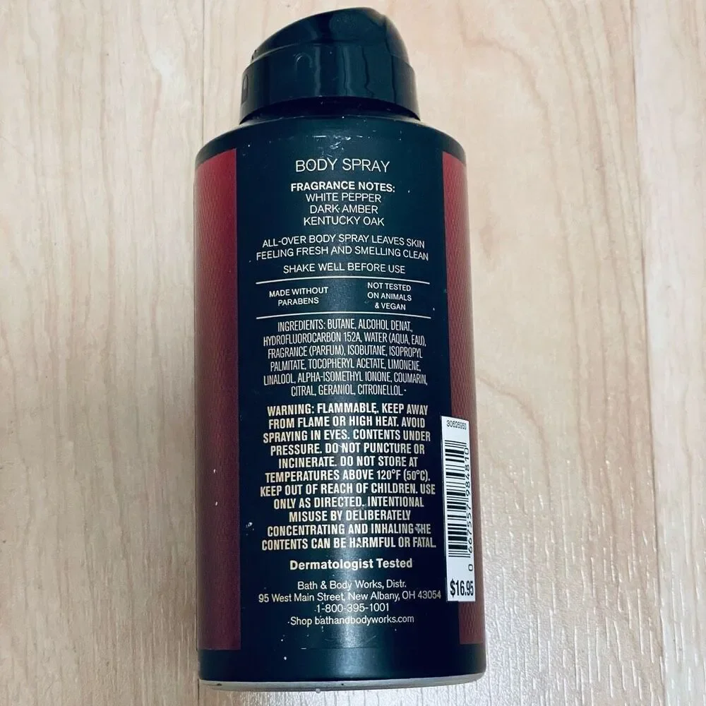 Bath & Body Works Lot of 2 Bourbon Men’s Collection Body Spray Pepper Amber Oak